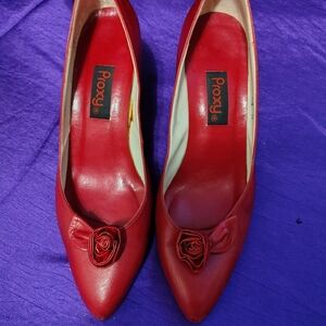 Roxy Scarlet Red Floral Heels